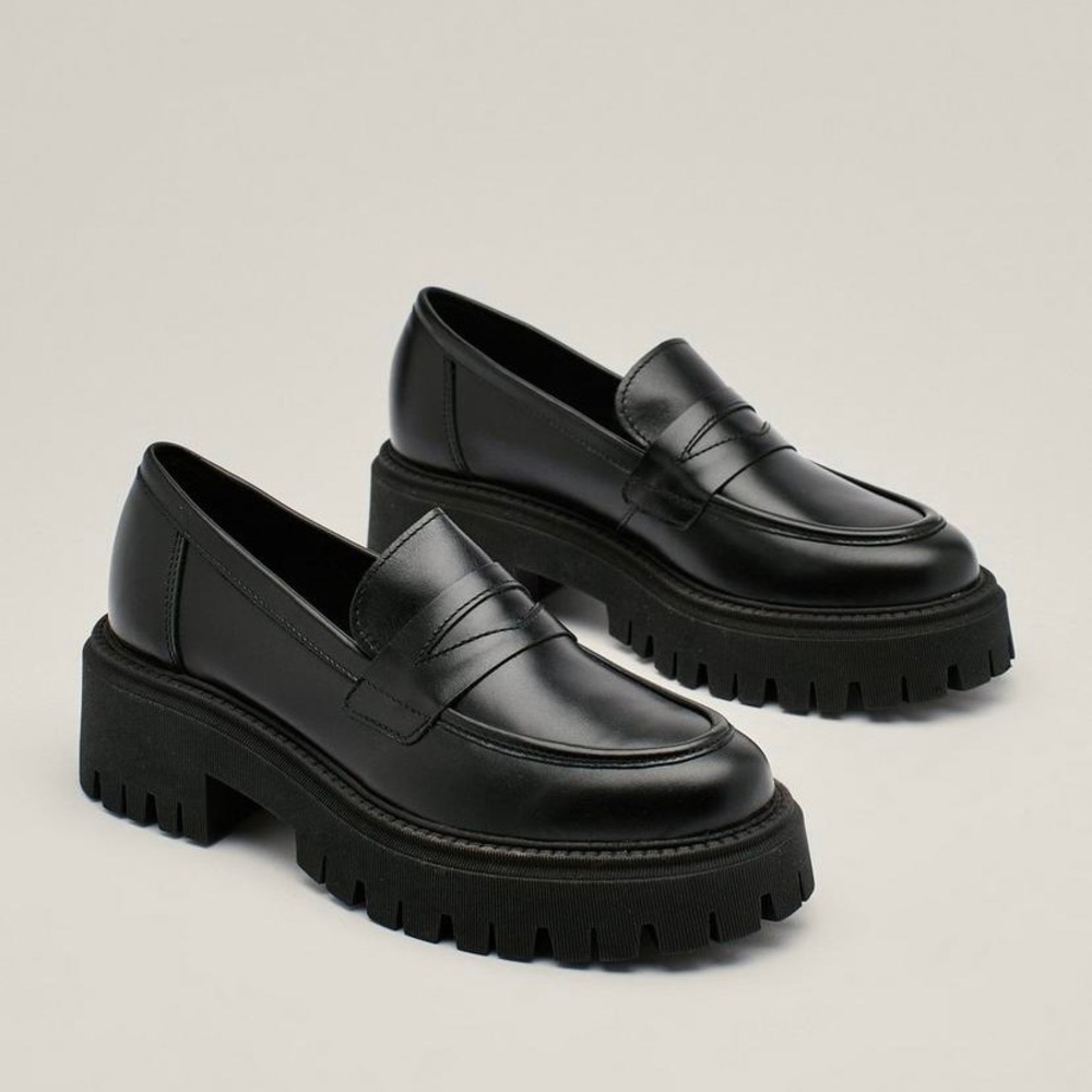 Leather Chunky Penny Loafers